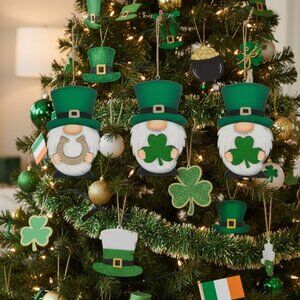 St. Patrick's Day Gnome Wood Ornament Holiday Decoration Seasonal Decor